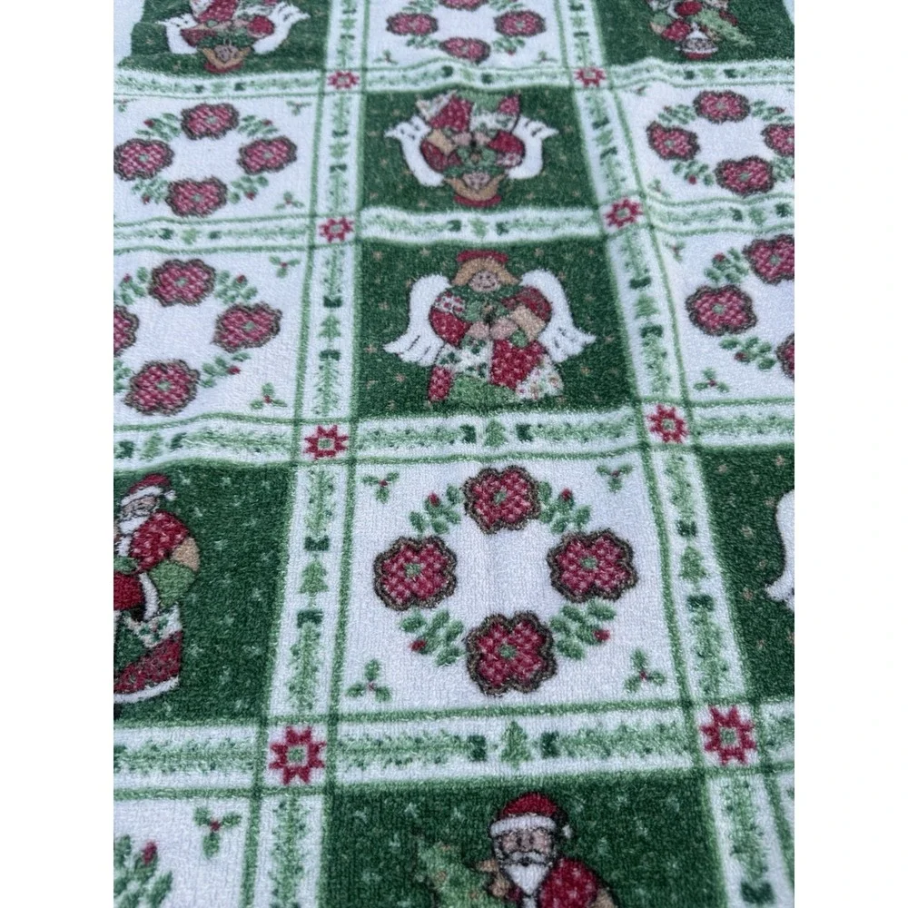 Cannon Vintage Christmas Angle Bath Towel Red‎ Green White 24